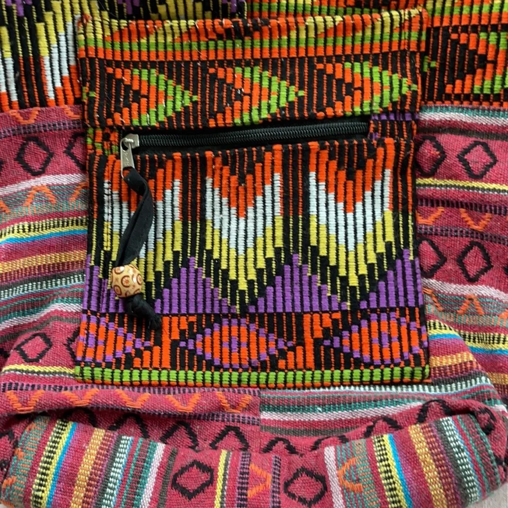 Colorful Tribal Bucket Hobo Boho bag 100% cotton - Picture 4 of 11